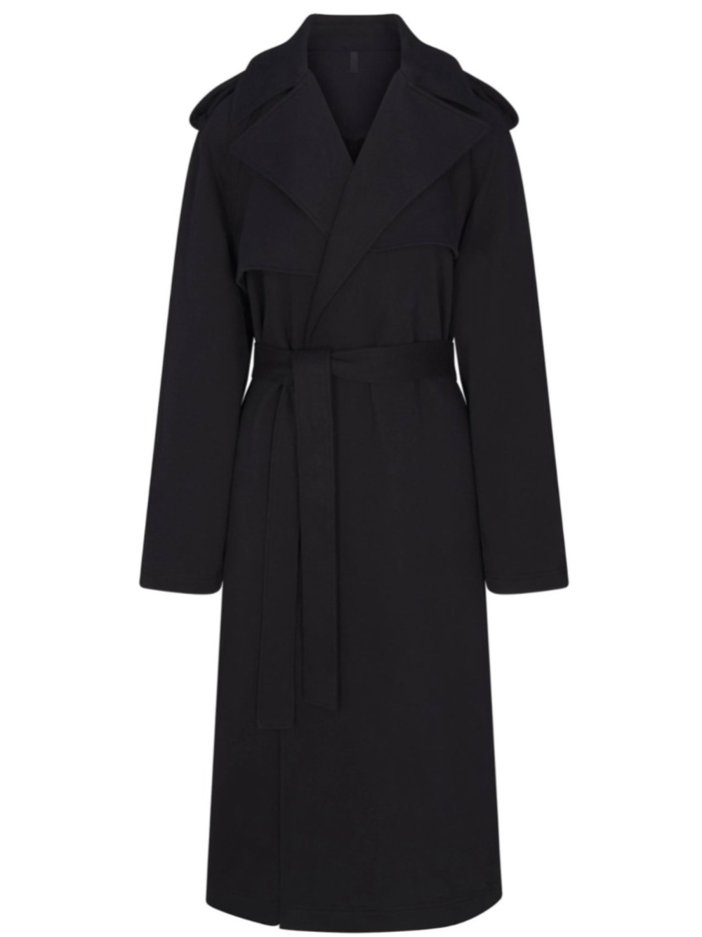 NWT Women's SKIMS Boyfriend Fleece Trench Coat Black